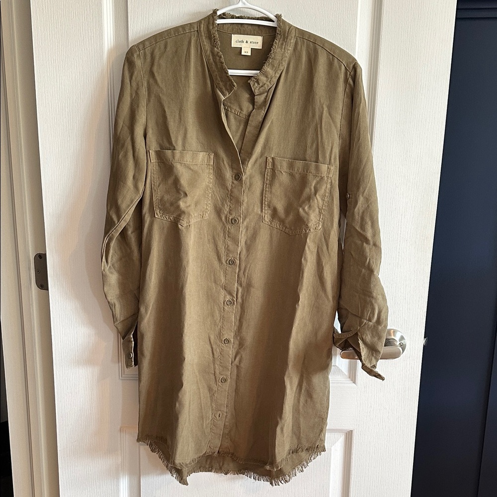 Kaki Cloth & Stone Short Dress/Tunic